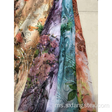 100% Polyester Chiffon Sequins Voile Woven Fabric